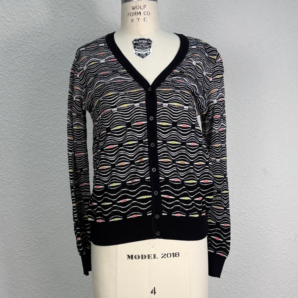 M by Missoni Black Multicolor Wave Cardigan perfect condition size M